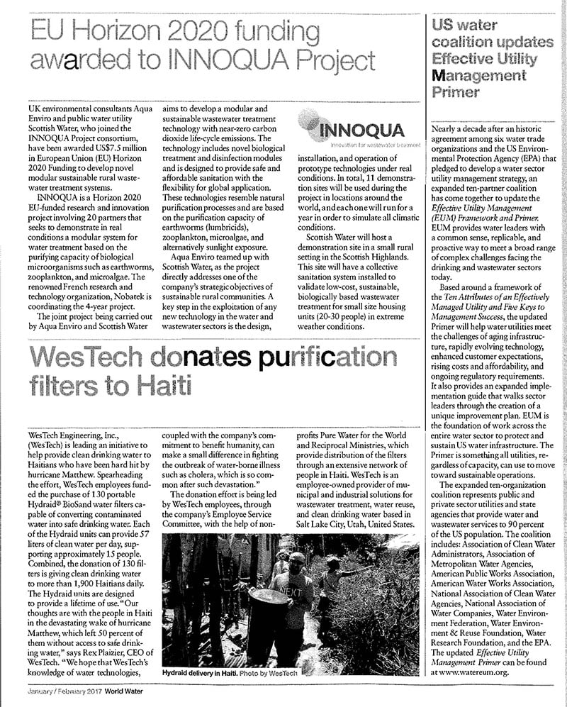 世界水援助机构向海地捐赠